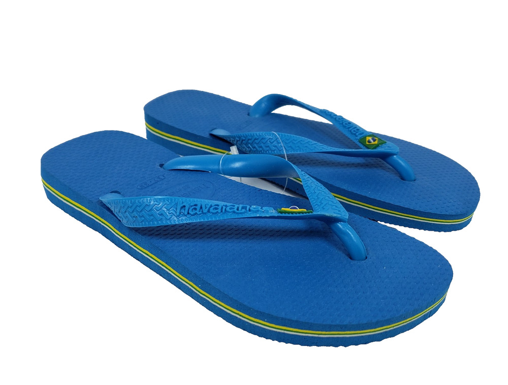 Havaianas Brasil Youth Size 6Y Womens Sz 7/8 Blue Slip On Flip Flop Sandals